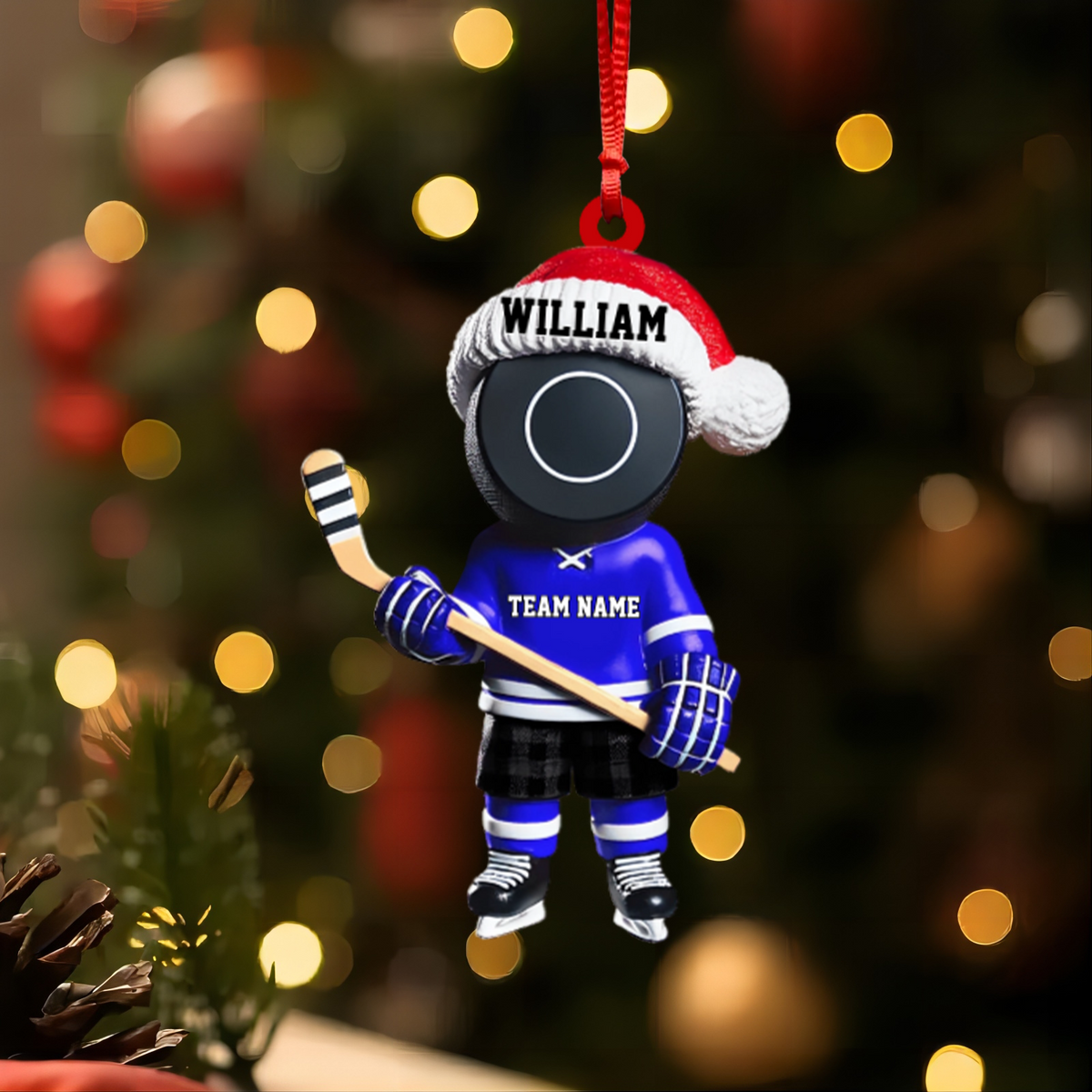 Personalized Cute Hockey Christmas Ornament
