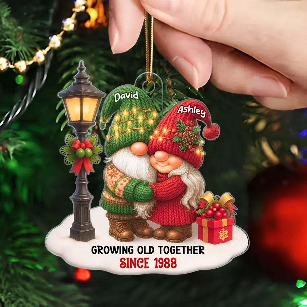 Christmas Couple Growing Old Together Personalized Acrylic Ornament