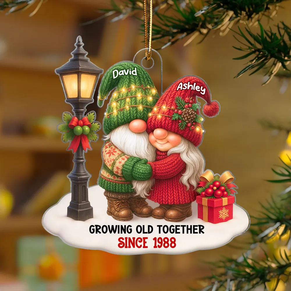 Christmas Couple Growing Old Together Personalized Acrylic Ornament