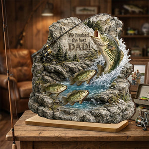 Fishing Dad And Kids Together - Personalized Wooden Plaque - Heartfelt Gift For Fishing Dad, Gift For Husband