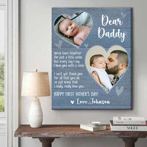 Happy First Fathers Day Personalized Canvas, Custom Picture Gift for New Dad, 1st Father’s Day Gift from Baby, First Time Dad Gifts