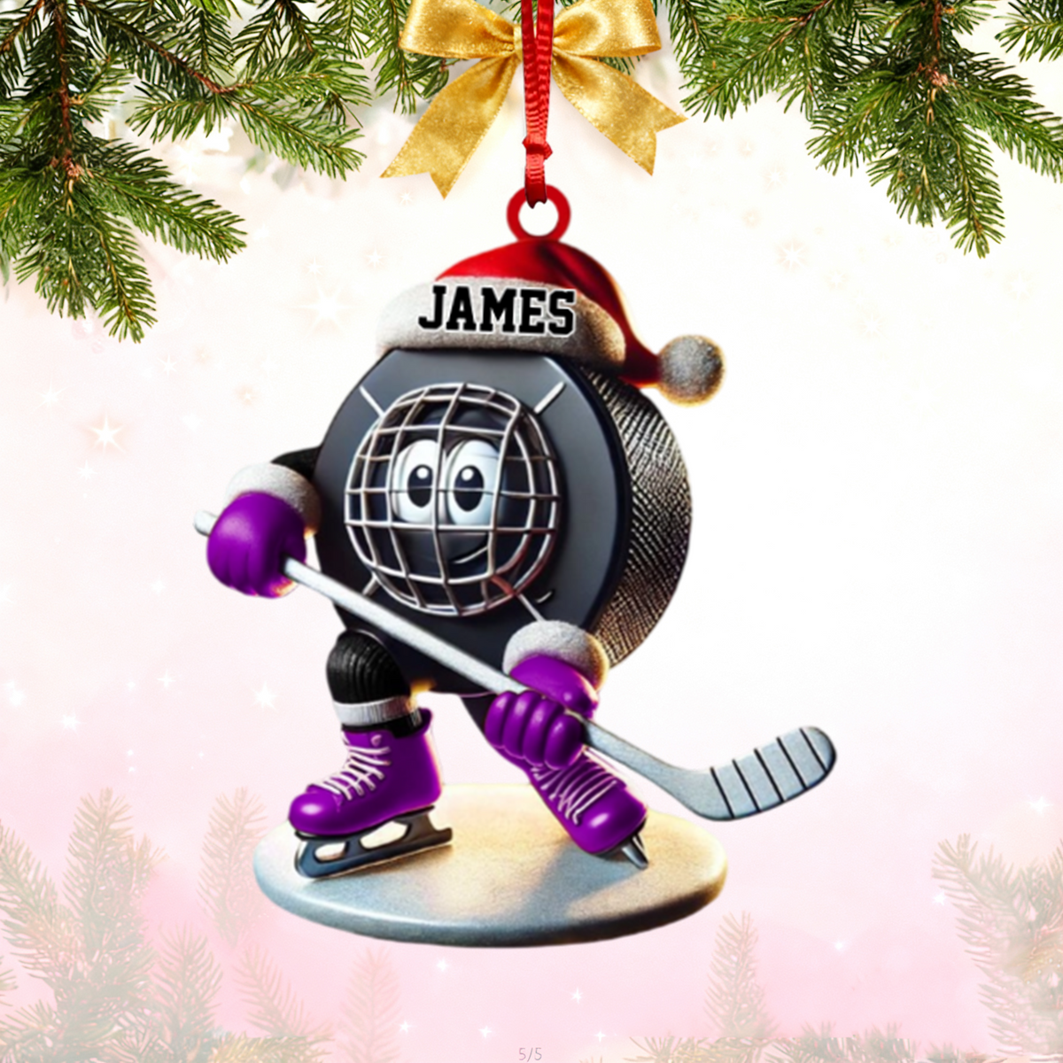 Personalized Name Ice Hockey Ornament Christmas Gift For Hockey Fans