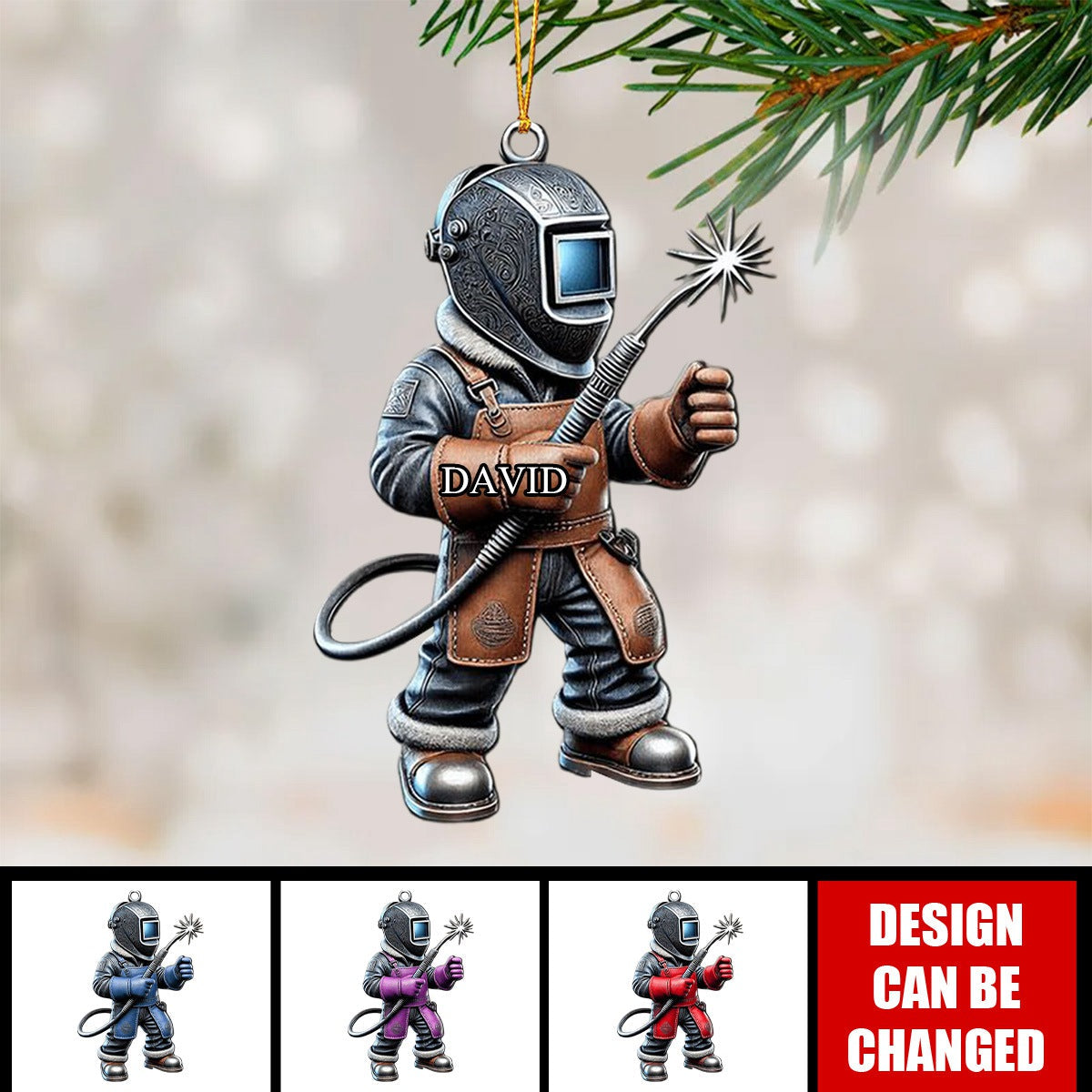 Personalized Welder Custom Name Shaped Ornament