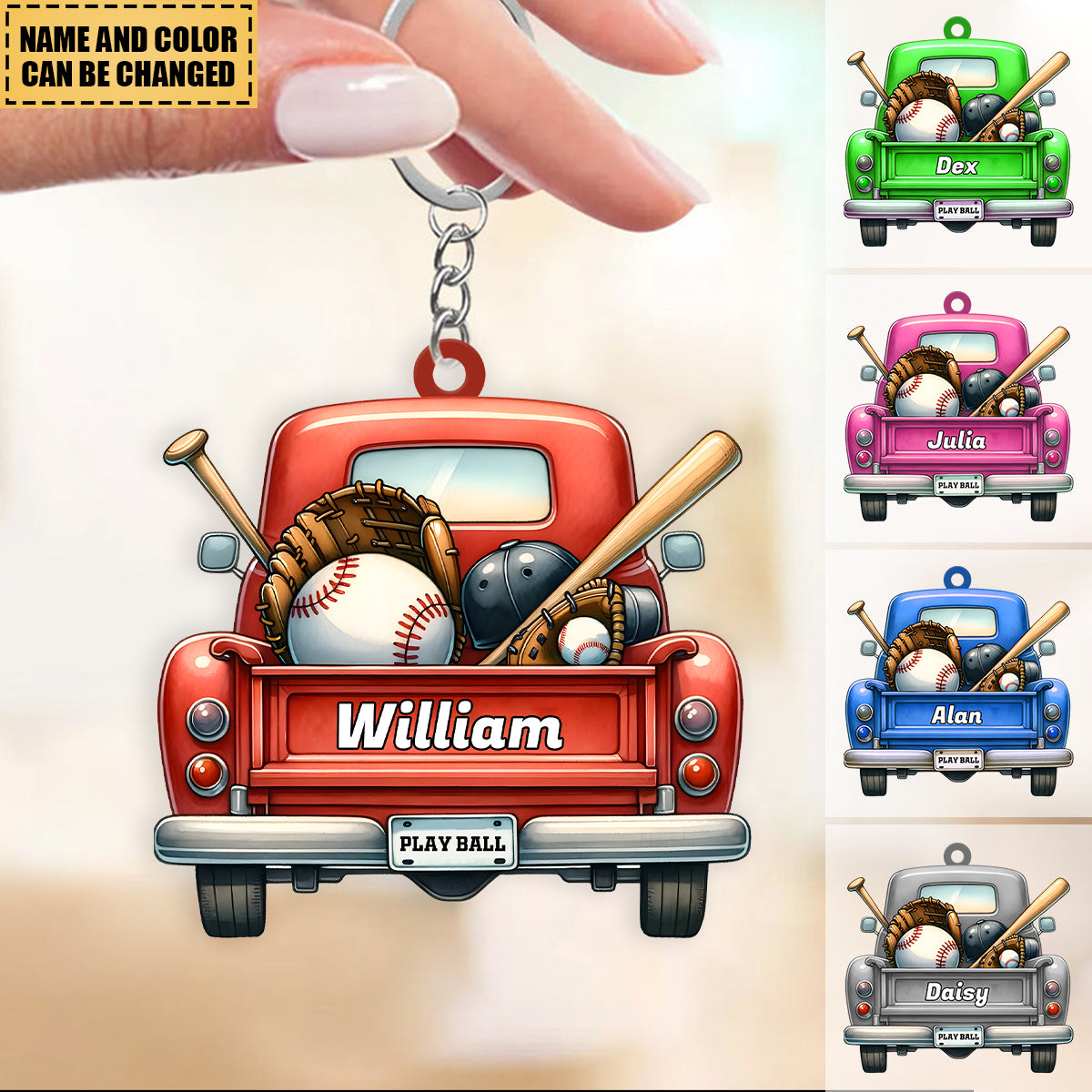 Personalized Baseball Car Acrylic Keychain Gift For Baseball Lovers
