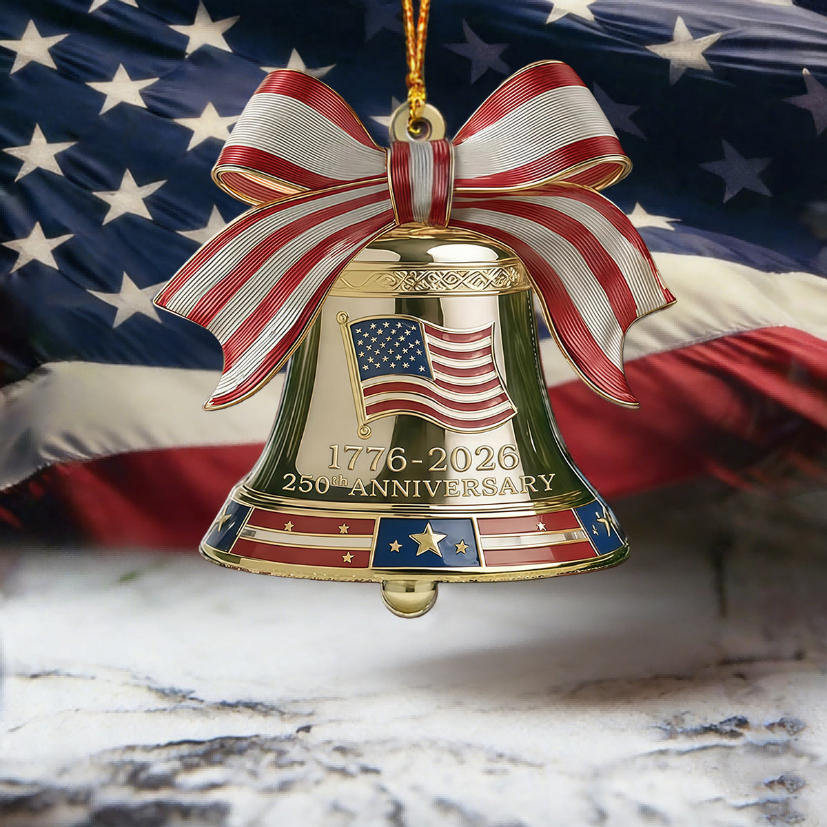 250 years of America Anniversary Liberty Bell Ornament 1776–2026 Patriotic