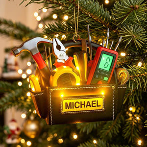 Personalized Electrician Tool Bag Christmas Ornament – Custom Name Gift for Electricians