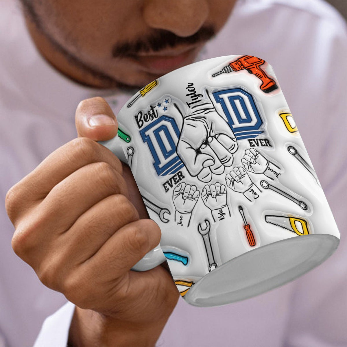 Father's Day Gifts Custom 1-6 Kids Personalized Best Dad Ever Mug