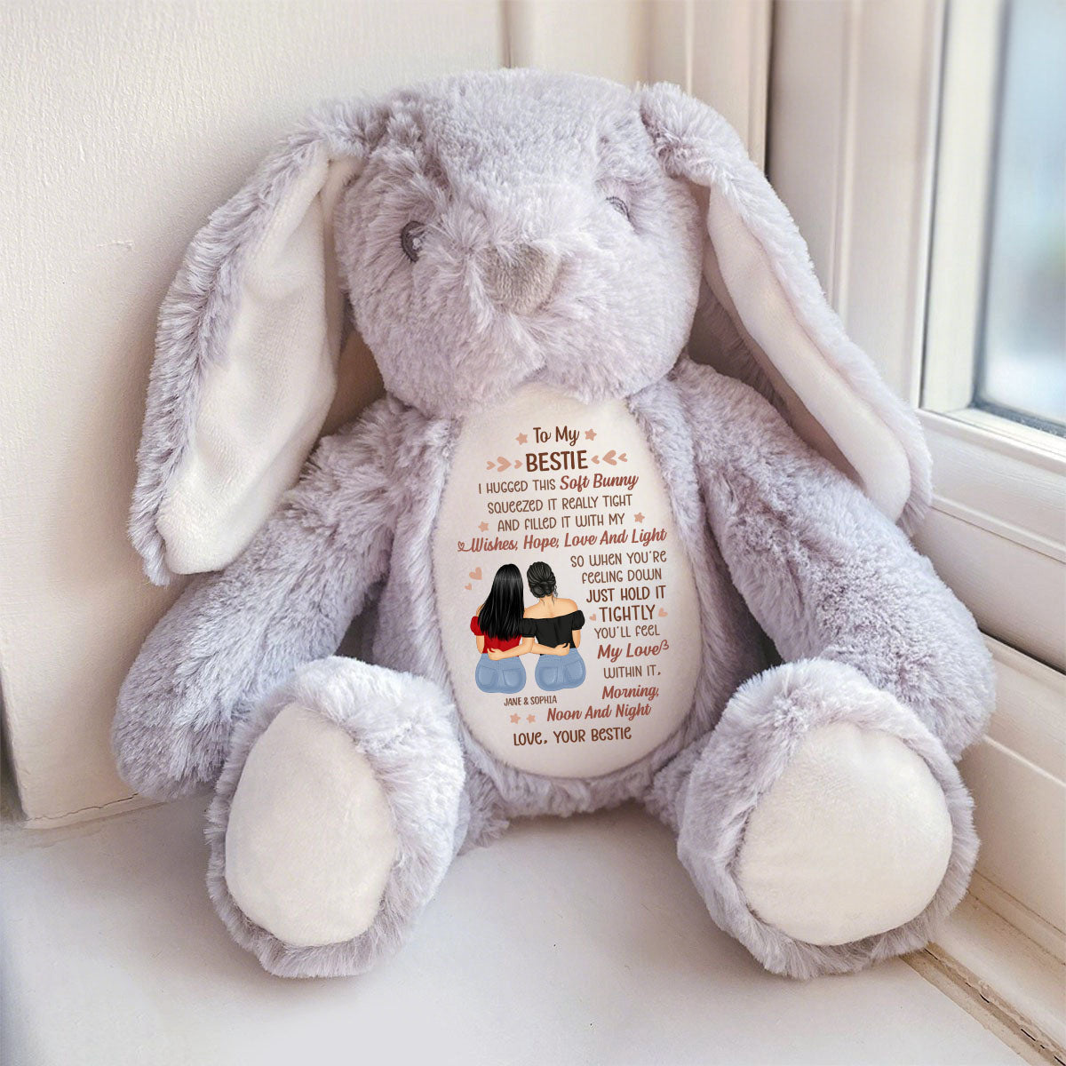 I Filled It With My Wishes Bestie Sister - Personalized Soft Toy Bunny