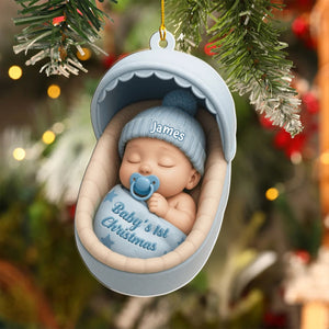 Personalized Baby's 1st Christmas Cradle Acrylic Ornament