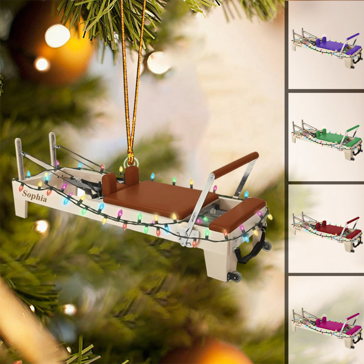Custom Mini Pilates Reformer Christmas Ornament, Fitness Studio Decor, Unique Exercise Gift For Instructor
