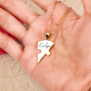 Friendship Puzzle Hearts - Personalized Heart Puzzle Name Necklace Gift For Besties, Friends