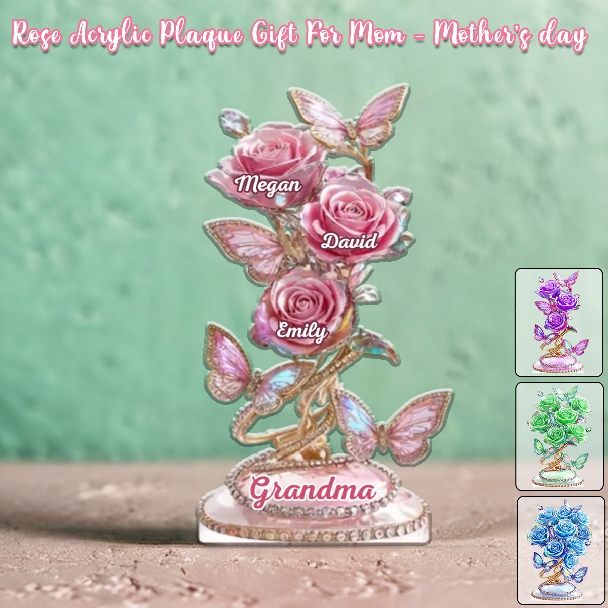 Each Rose Holds A Piece Of Your Heart - Family Personalized Acrylic Plaque - Mother's Day Gift