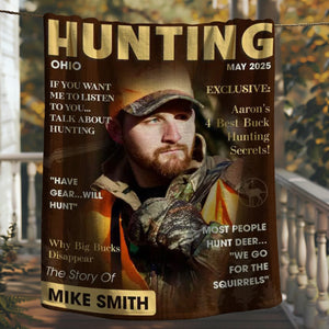 Personalized Hunter Magazine Cover Blanket, Custom Gift For Hunter, Hunting Gift For Man