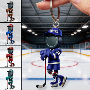 Personalized Name Cool Ice Hockey Acrylic Keychain