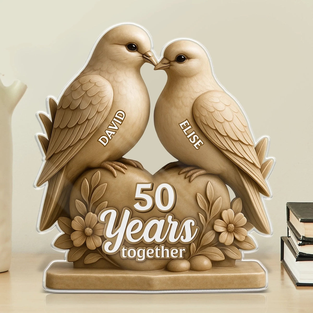 Together Through Every Year - Couple Personalized Custom Shaped Acrylic Plaque Gift For Husband Wife