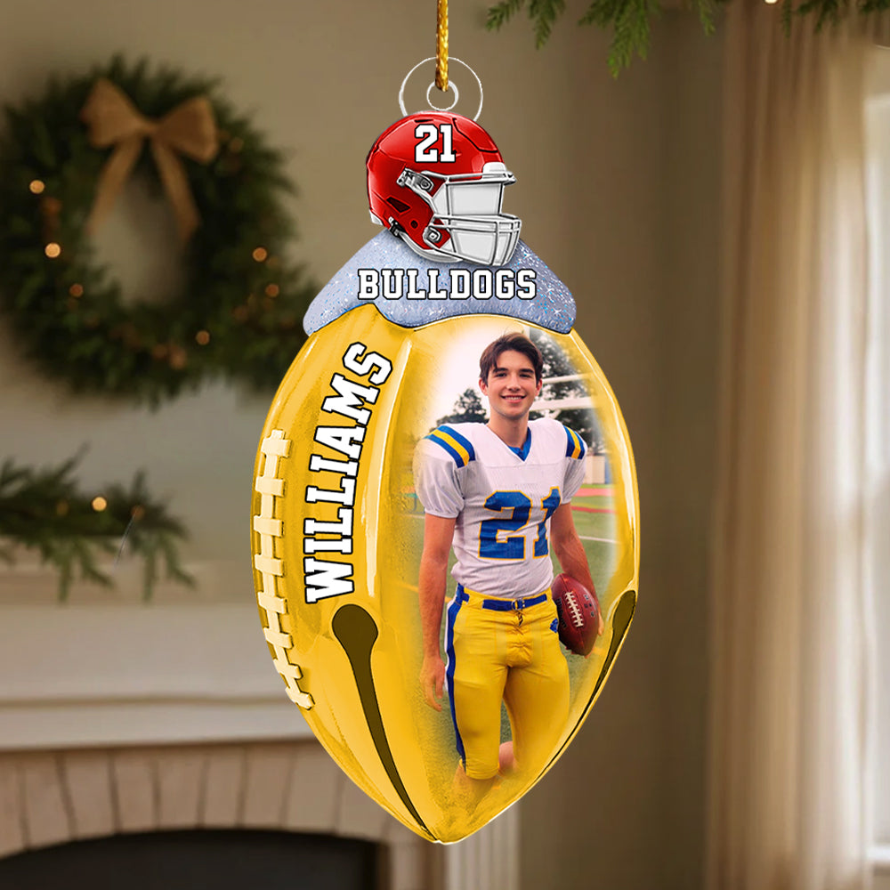 Football Bell Christmas Ornaments - Personalized Custom Photo Football Acrylic Ornaments