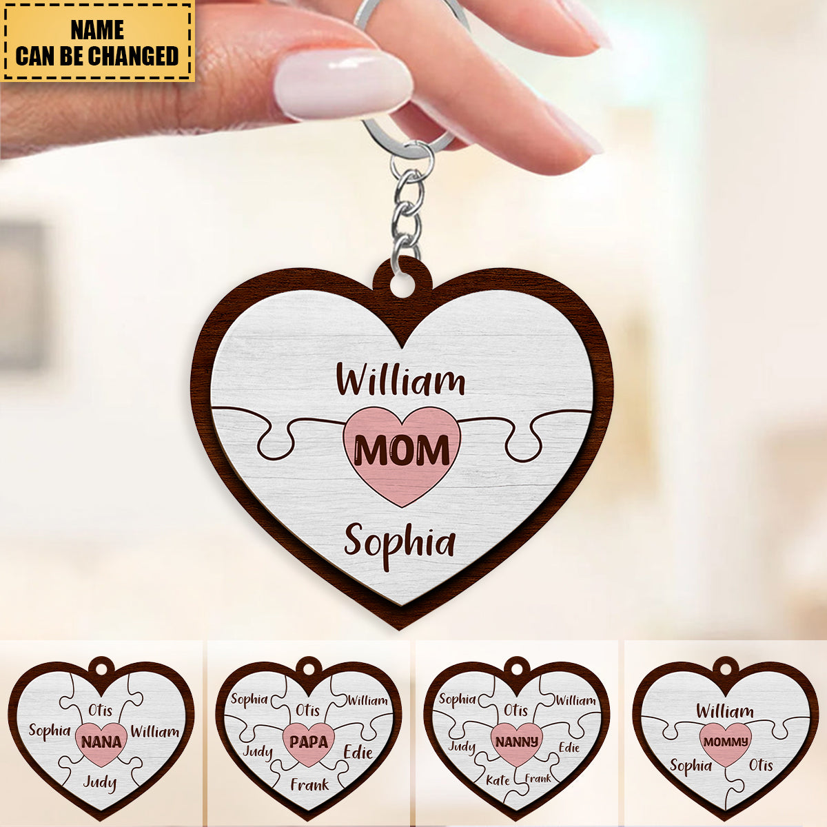 Personalized Custom Heart Acrylic Keychain For Family