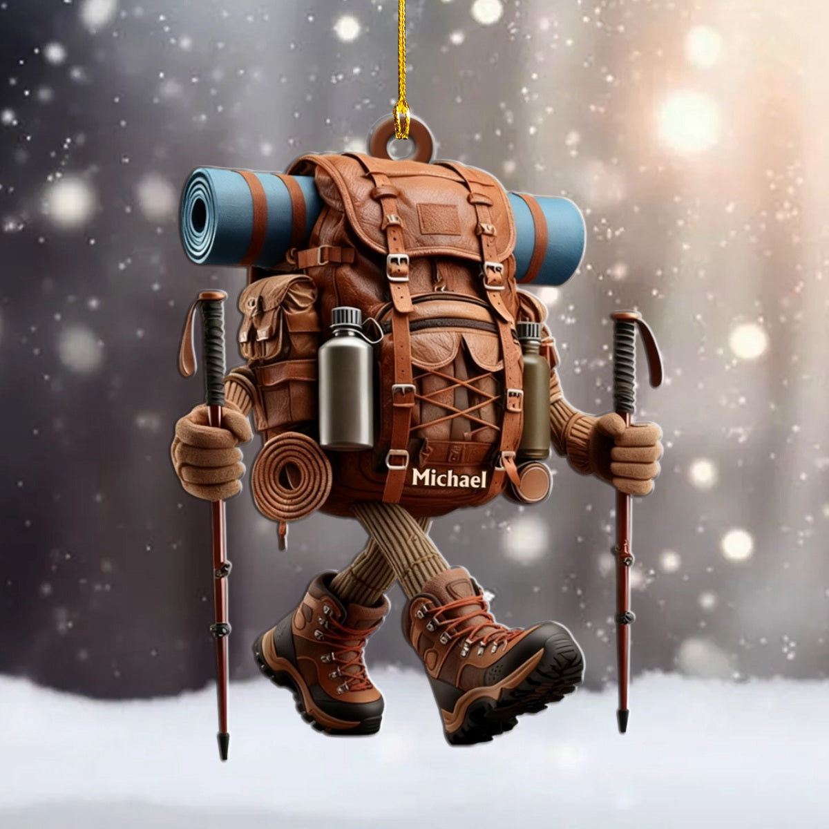 Custom Name Hiking Ornament, Hiking Lover Personalized Christmas Ornament