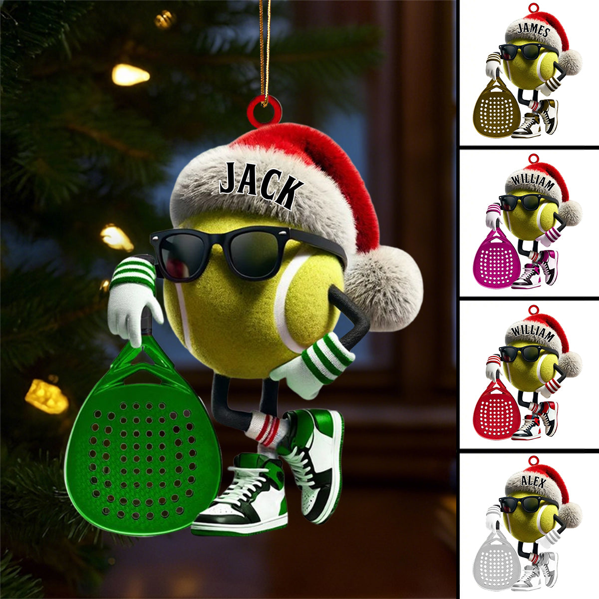 Personalized Custom Name Padel Ornament, Tennis Ornament, Christmas Gift for Tennis Lover