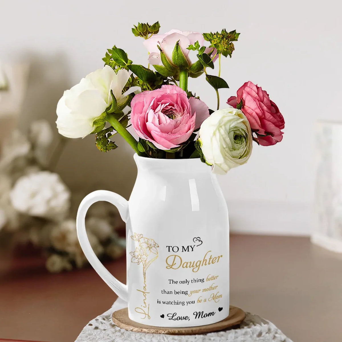 Personalized Custom Home Decor Flower Vase - House Warming Gift For Daughter, Granddaughter