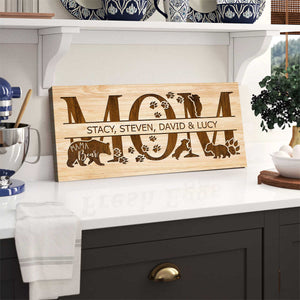 Mom Gift from Daughter, Son, Mom Sign Personalized Canvas with Kid’s Names