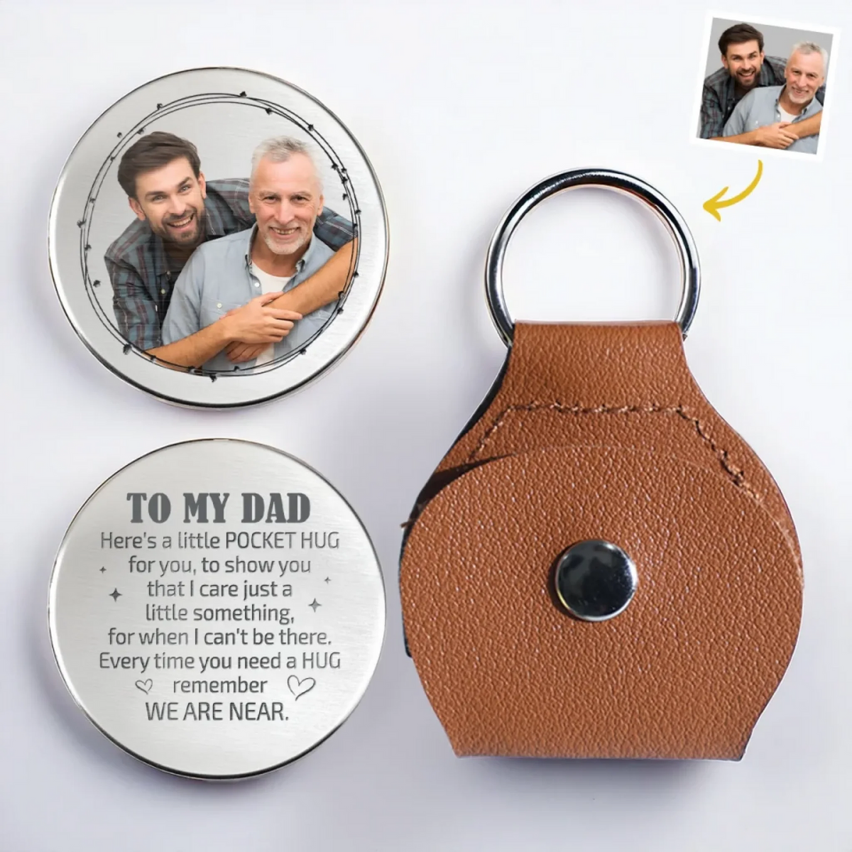 Always By Your Side - Family Personalized Photo Pocket Hug Gift For Dad, Grandpa