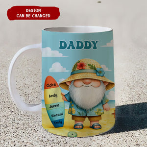 Personalized Surfboard Summer With Grandkids Name White Mug