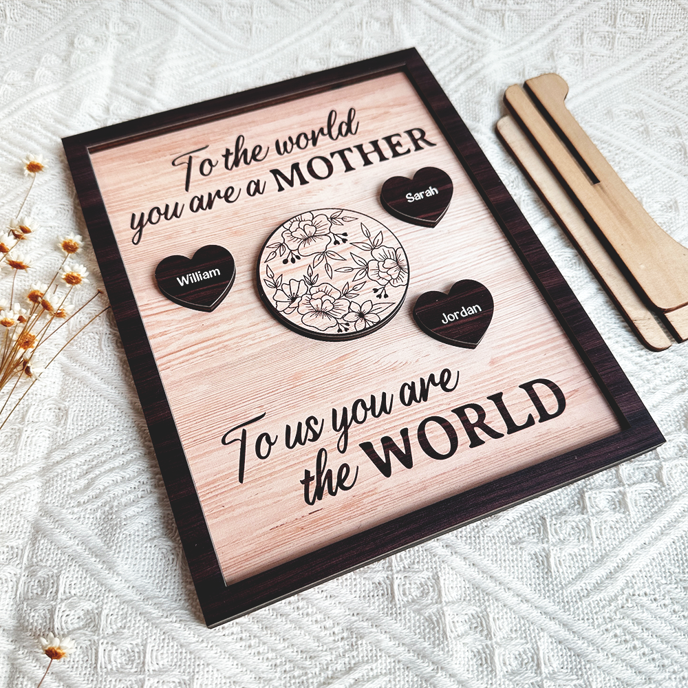 To Us, You Are the World - Personalized Wooden Plaque For Mother's Day Gift