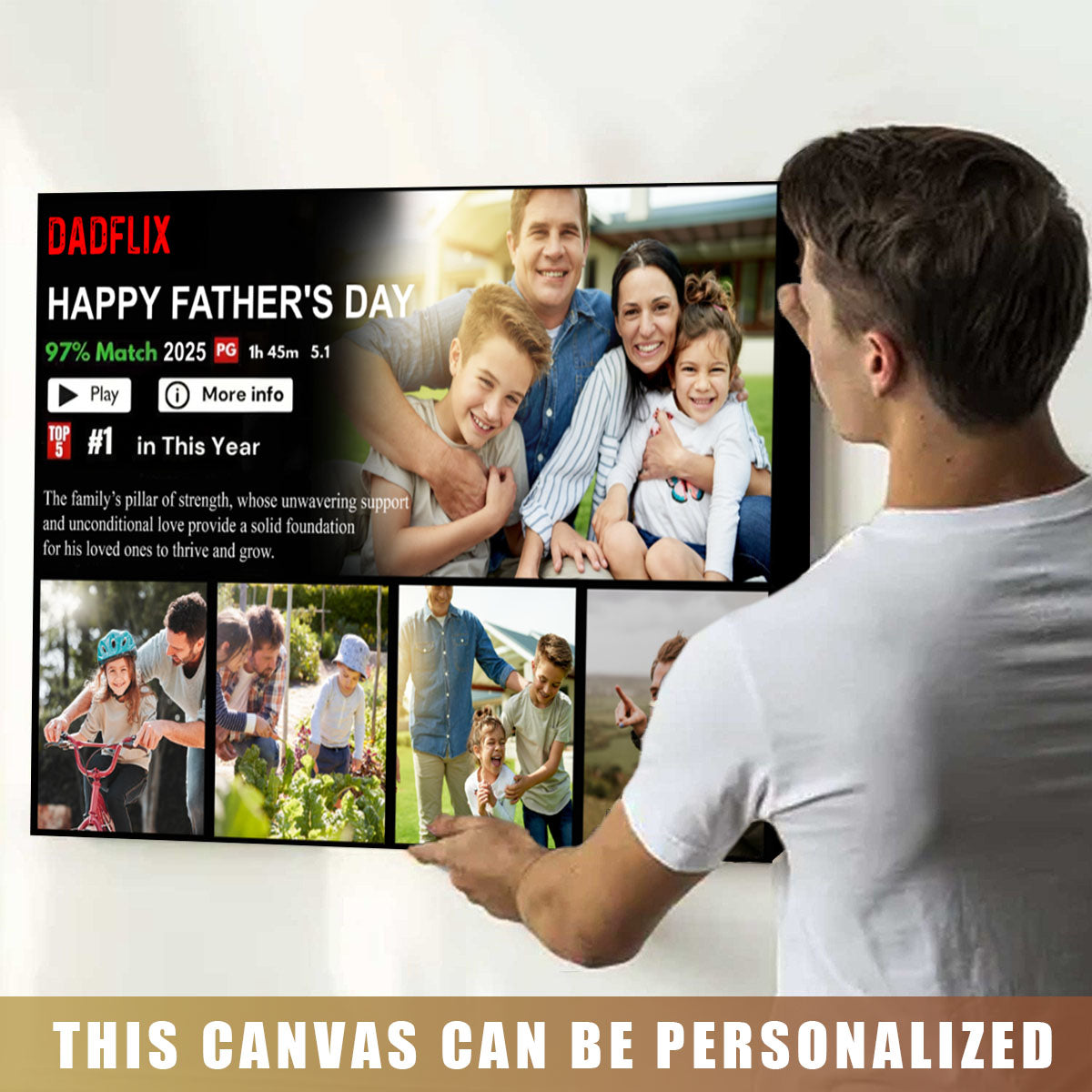 Dadflix Personalized Movie Landscape Canvas Poster,  Father's Day Gift for Dad Movie Poster