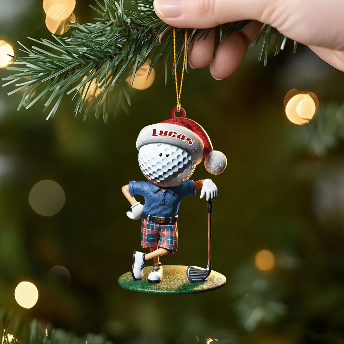 Custom Name Golf Santa Ornament, Golf Lover Christmas Gift