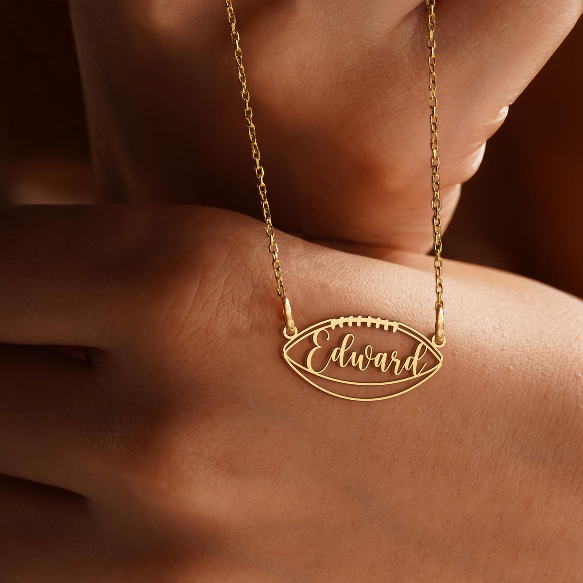 Personalized Football Name Necklace Unique Gift for Football Fans, Sports Jewelry