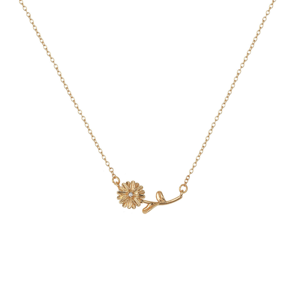 Birth Flower Necklace - Dainty Horizontal Flower Charm