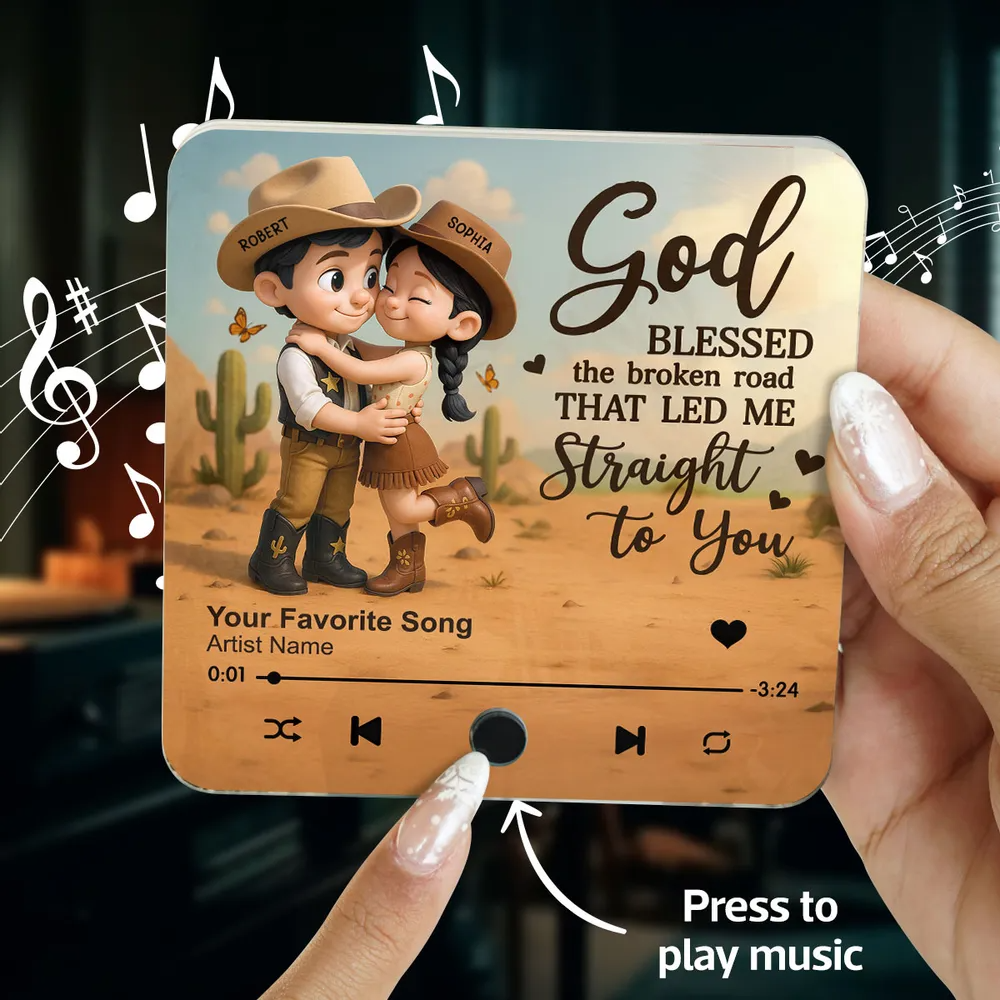 You & Me We Got This Cartoon Countryside Couple Cowboy Cowgirl Personalized Music Fridge Magnet
