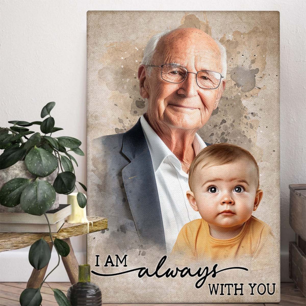 Add Loved One to Photo Custom Canvas Poster - Personalized Memorial Gift for Dad Mom