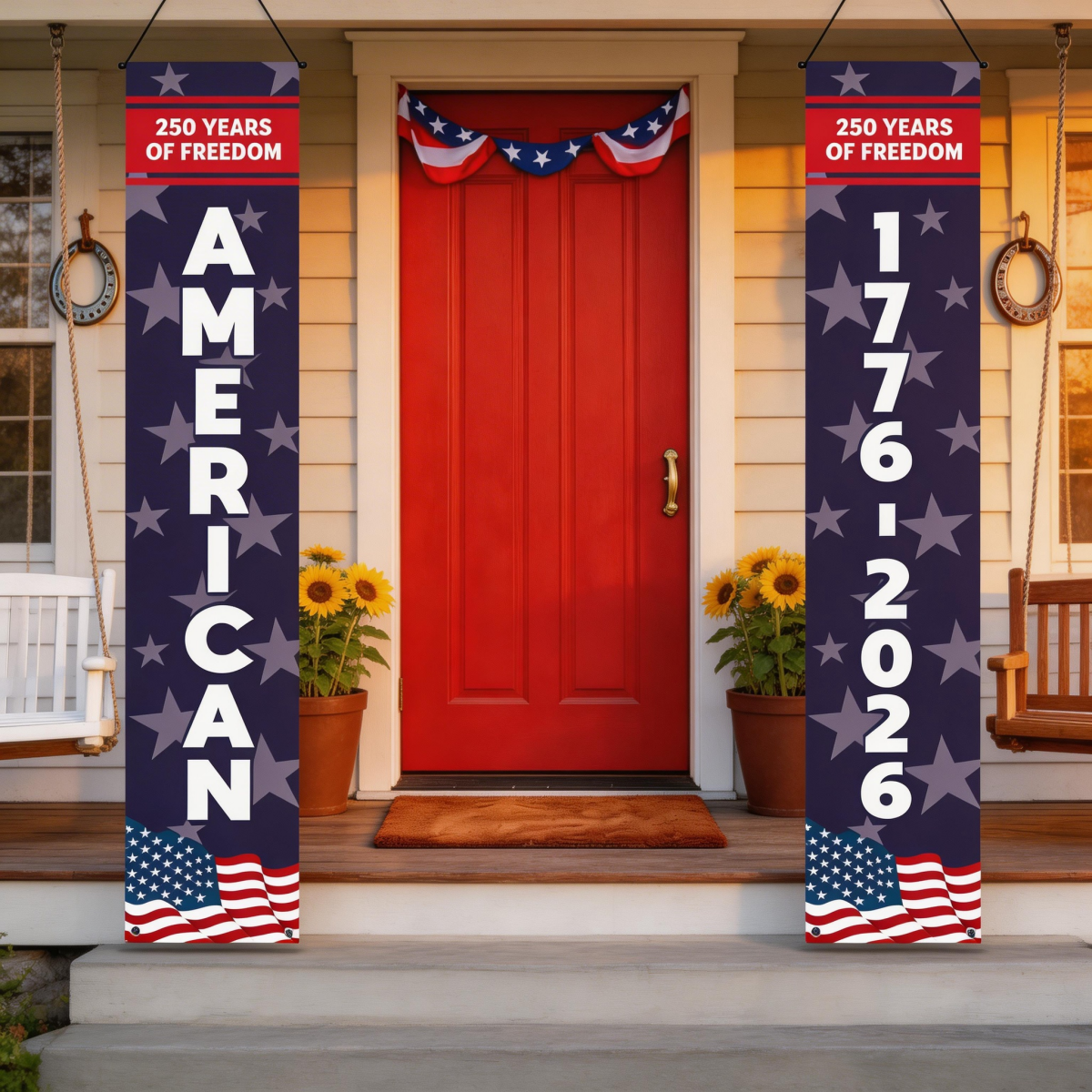 250 Years Of Freedom USA 250Th Birthday - Personalized Porch Banners
