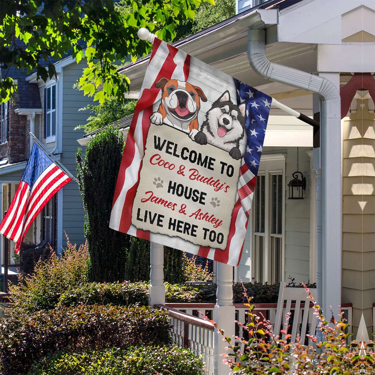 Welcome To The Dog House, Personalized Garden Flags, Decoration For Dog Lovers