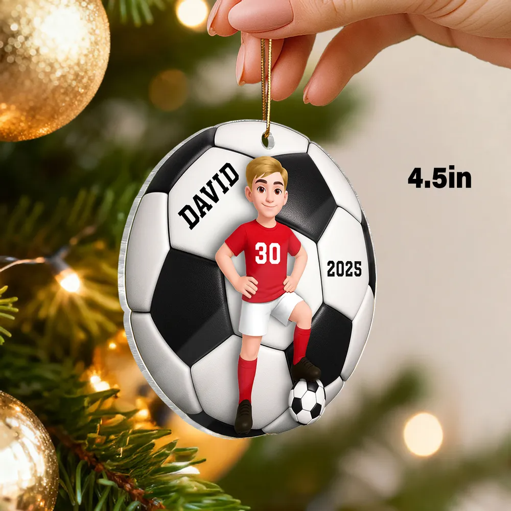 Soccer Girl Boy - Personalized Acrylic Ornament Christmas Gift For Daughter, Gift For Son