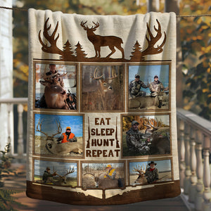 Personalized Deer Hunting Memories, Custom Hunting Collage Blanket, Hunting Dad Gift, Best Gift For Deer Hunters