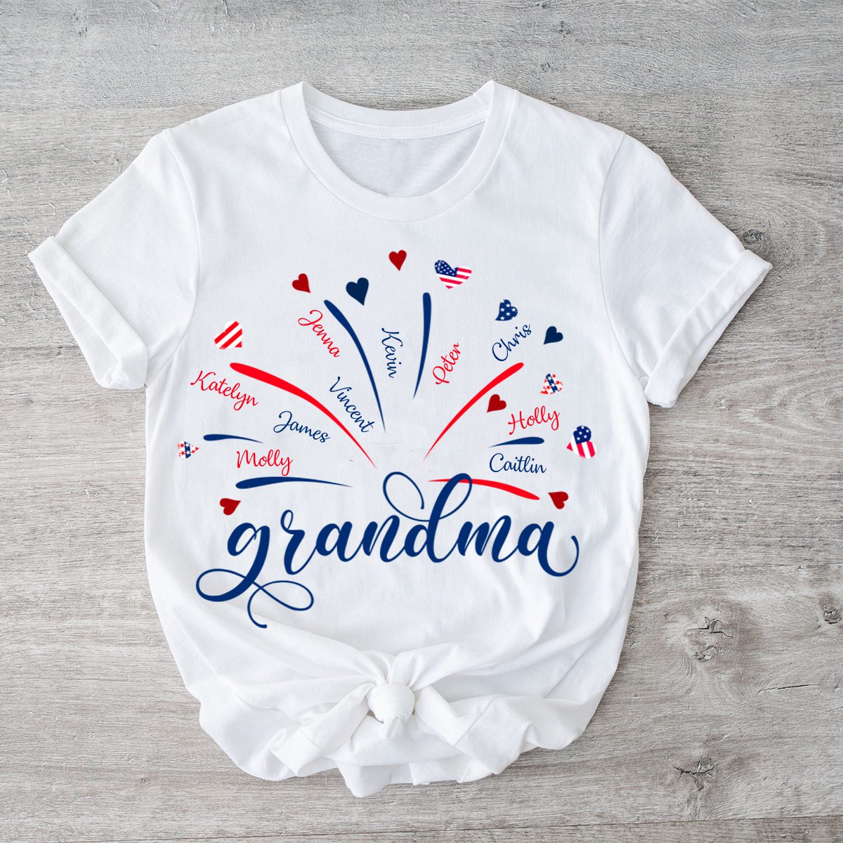 Personalized Firework Grandma And Kids Pure Cotton T-Shirt