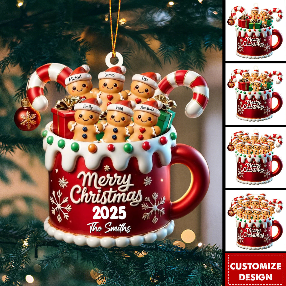 Merry Christmas - Family Personalized Acrylic Ornament - Gift For Family