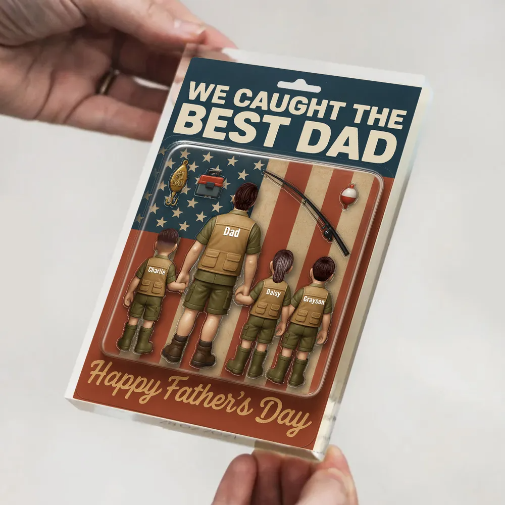 Best Dad Fishing Figure - Personalized Acrylic Block Plaque, Father's Day Gift for Dad