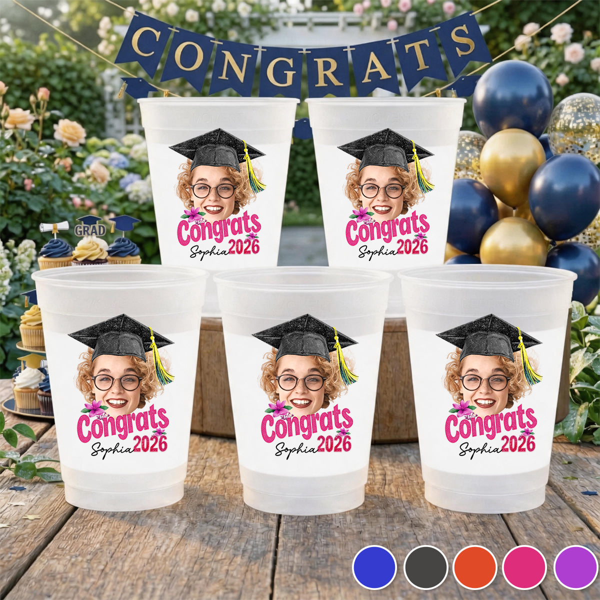 Congrats, Graduation Senior Personalized Gifts For Him, Her - Custom Photo Graduation Cups