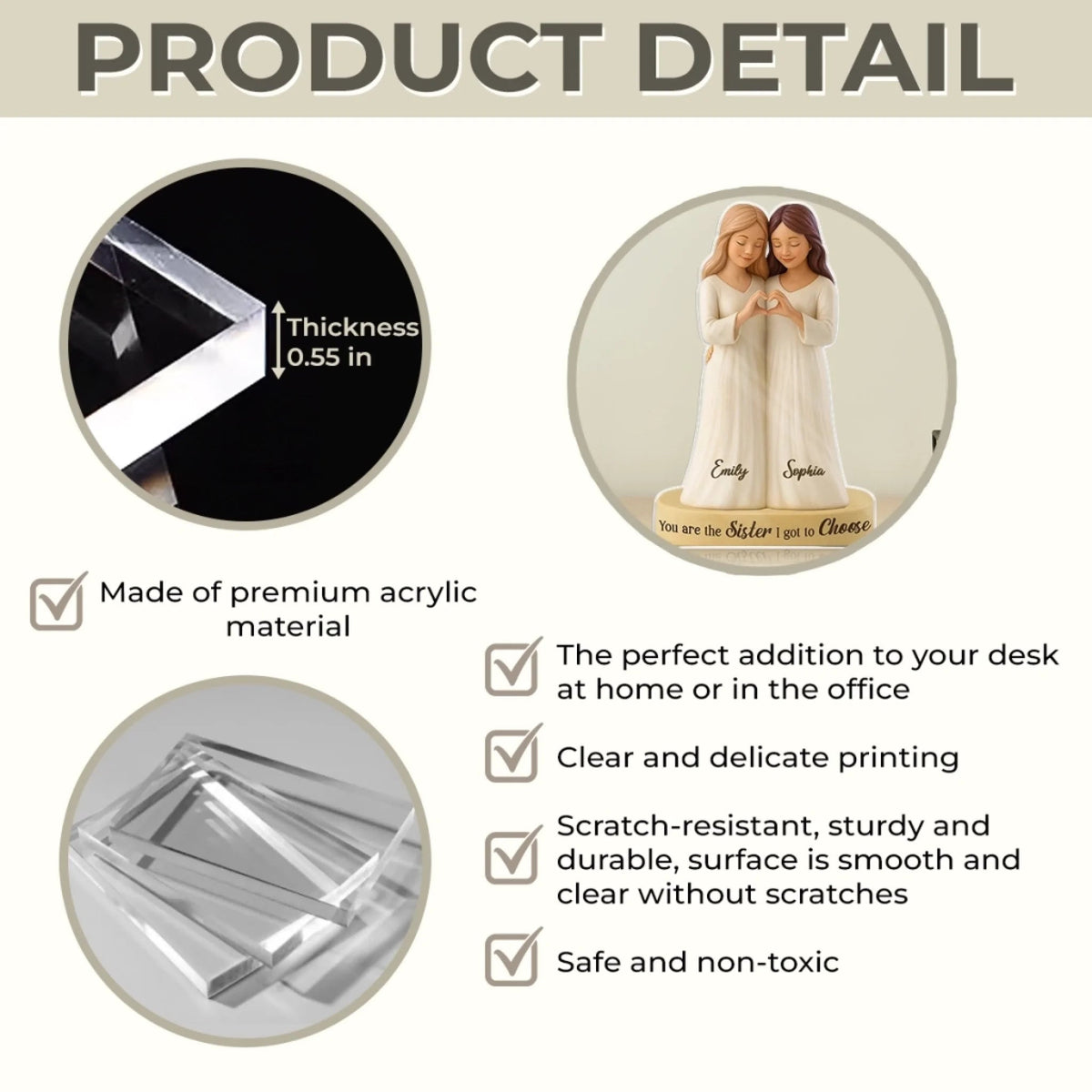 Personalized Best Friend Shaped Acrylic Plaque Gift For Besties, Woman