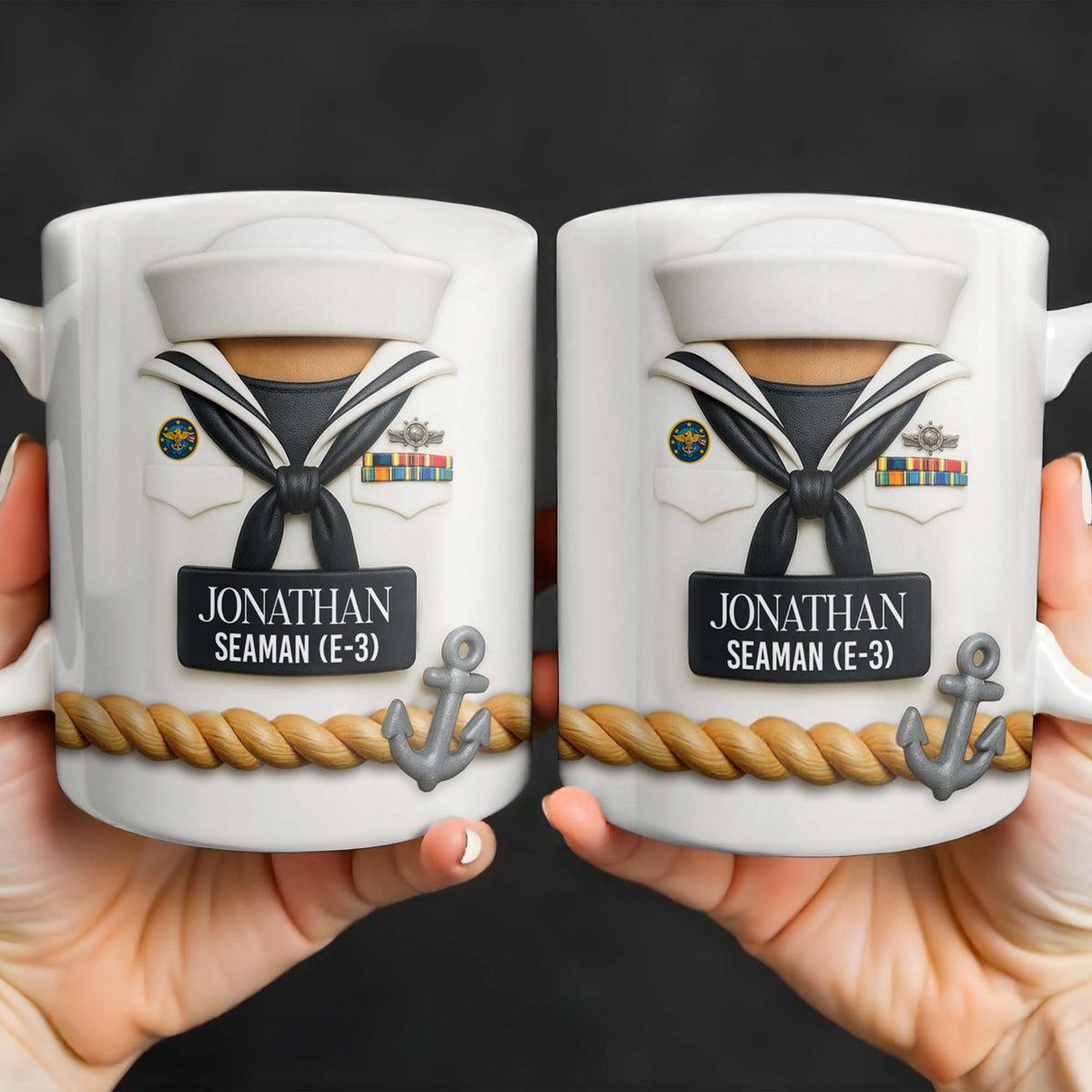 Celebrate Our Navy Heroes With Custom Navy Uniform And Anchor Design, Personalized Custom Coffee Mug
