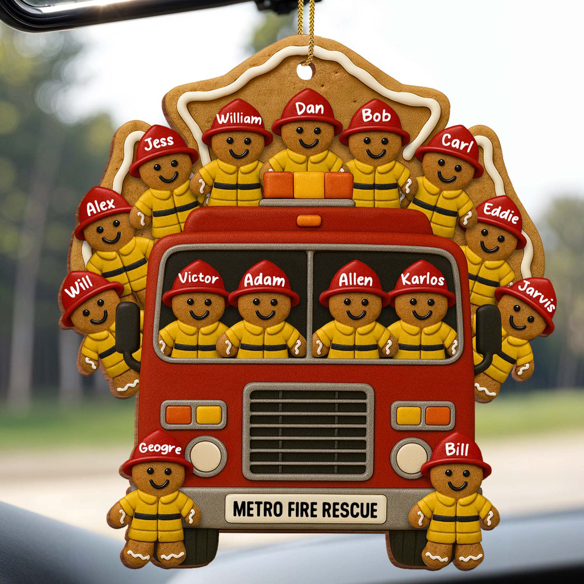 Festive Firefighter, Personalized Wood Ornament, Gift For Firefighters And Family