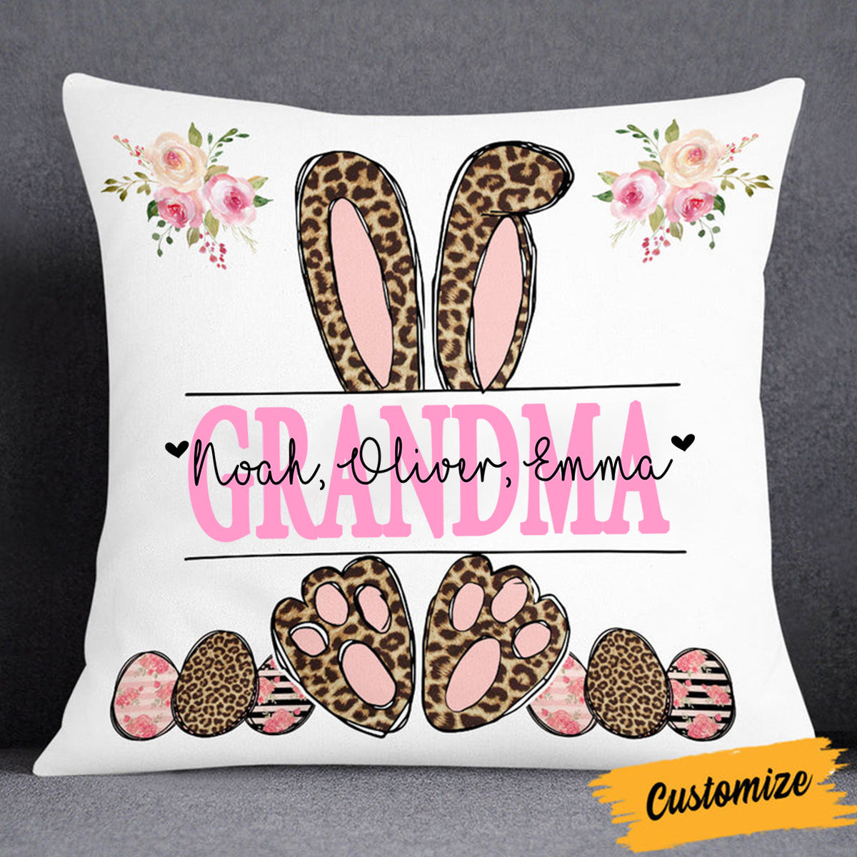 Personalized Easter Rabbit Pillow Gift For Grandma Nana Mom