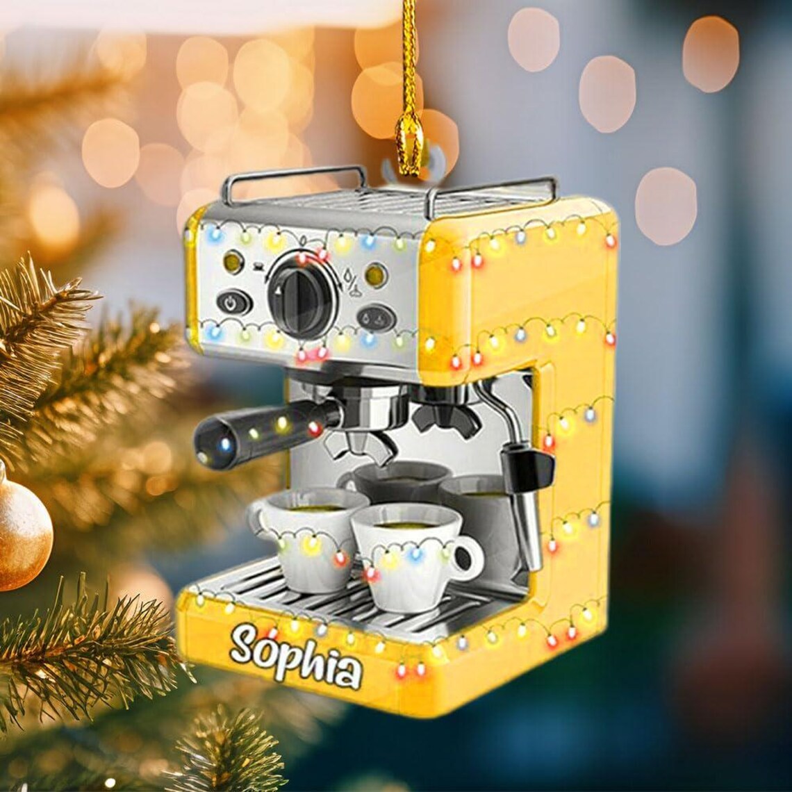 Personalized Coffee Machine Christmas Acrylic Ornament