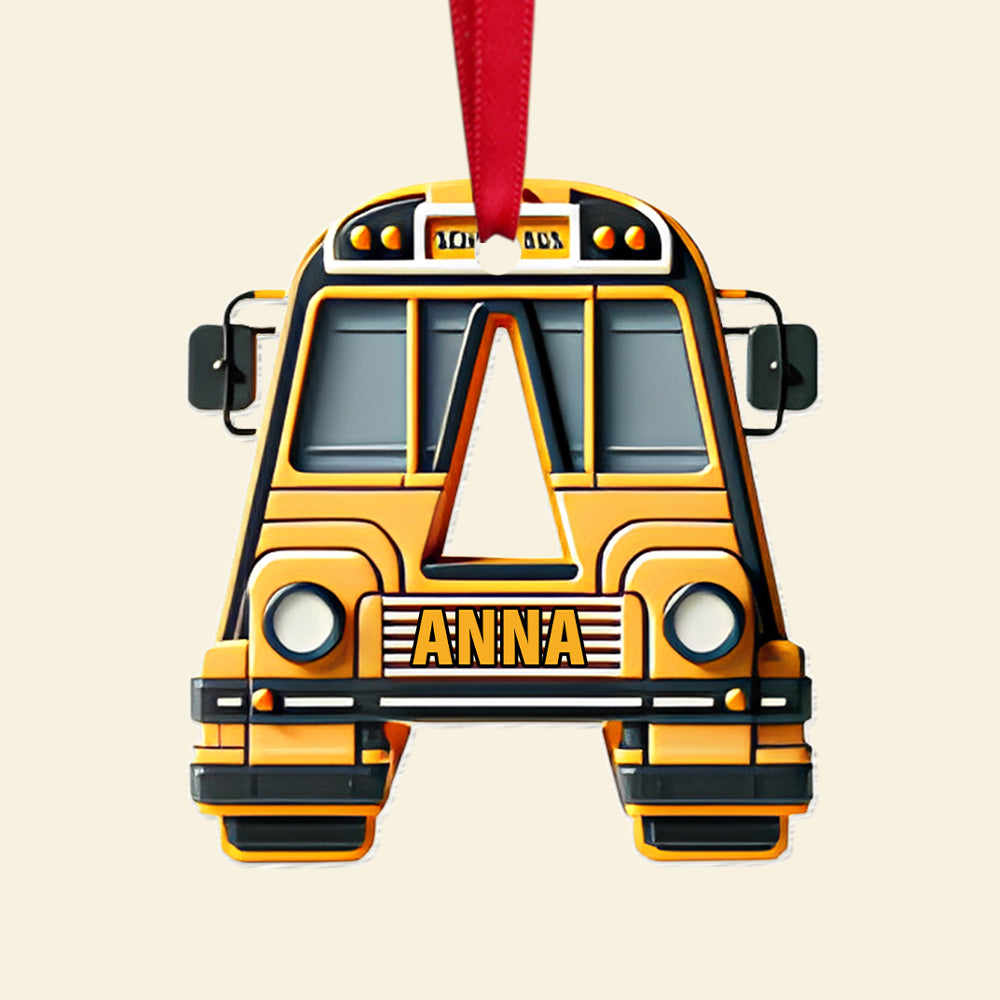 Cute Bus Alphabet Personalized Christmas Acrylic Ornament