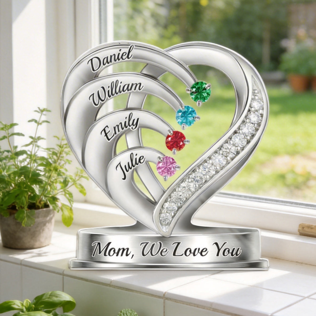 A Heart Full Of Sparkle - Personalized Birthstone Acrylic Plaque, Gifts For Mom, Grandma