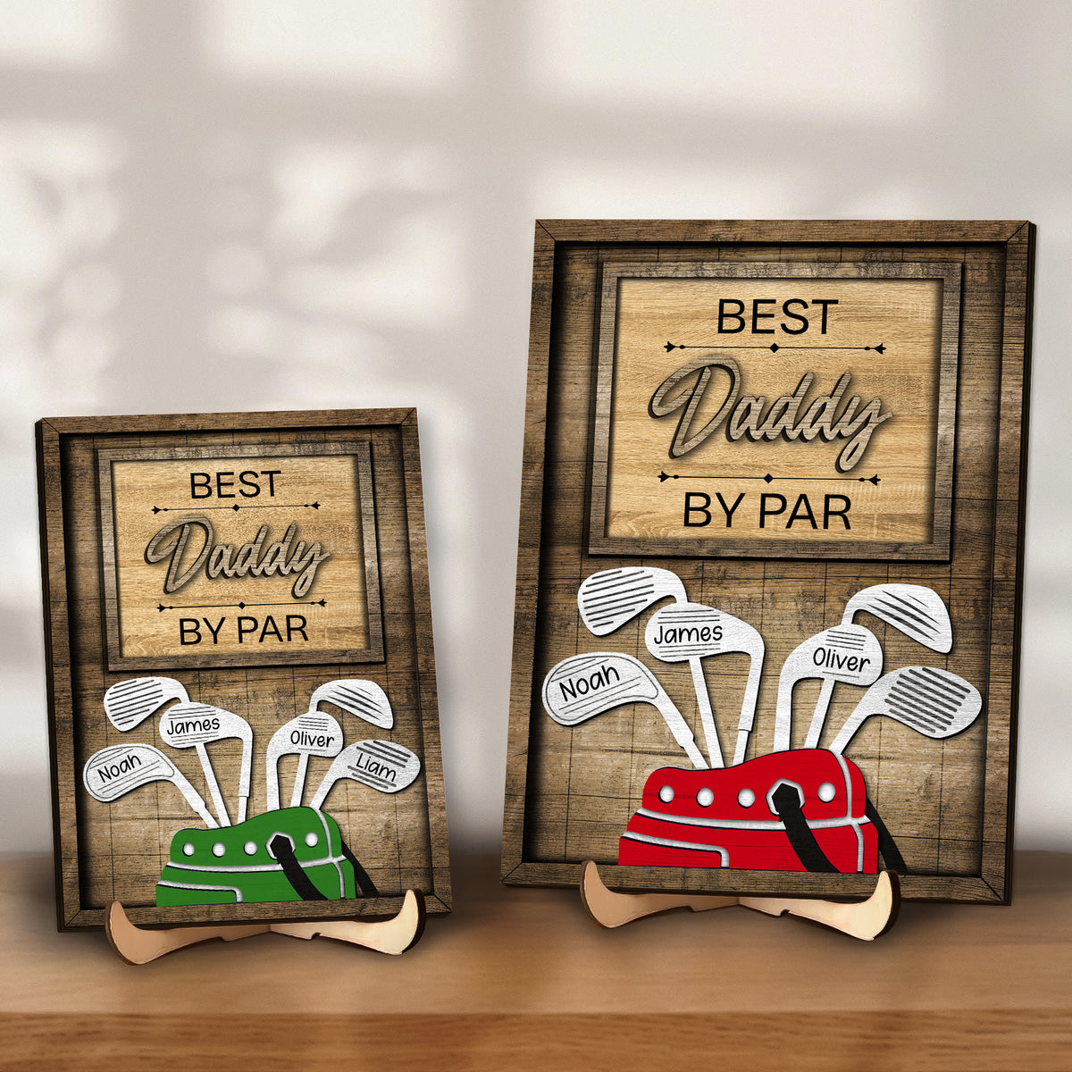 Dad Or Grandpa Golf Best Dad By Par Family - Personalized  2-Layered Wooden Plaque